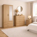 2 Door Wardrobe Set with Chester & Bedside Table - Image 4
