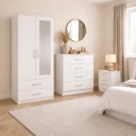 2 door wardrobe with 1 chester and bedside table