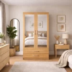 2 door mirrored wardrobe with drawers