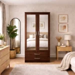 2 door mirrored wardrobe with drawers