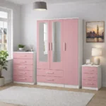 3 door wardrobe with chest of drawers and bedside table