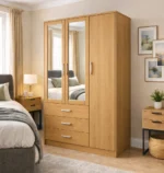 3 door wardrobe with mirror doors and bottom drawers