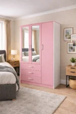 3 door wardrobe with mirror doors and bottom drawers